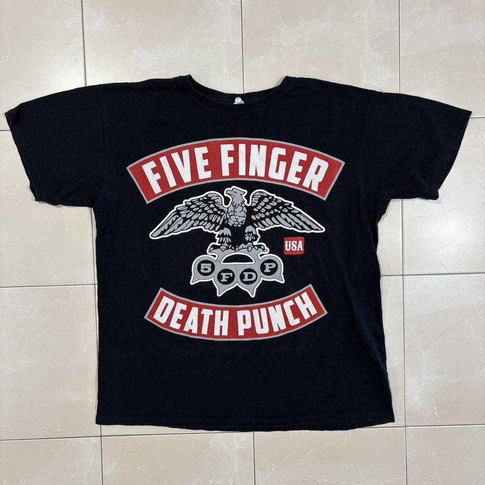 Vintage Five Finger Death Punch T Shirt Band Tee Men's L Black Y2K 2000s Grunge
